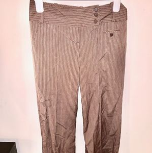 🧡 Larry Levine Stretch Brown Striped Dress Pants